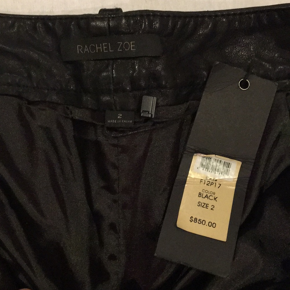 NWT Rachel Zoe Black Leather Pants Sz 2